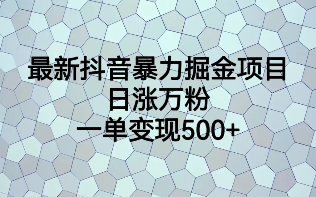 （7100期）最火热的抖音暴力掘金项目，日涨万粉，多种变现方式，一单变现可达500+-古龙岛网创