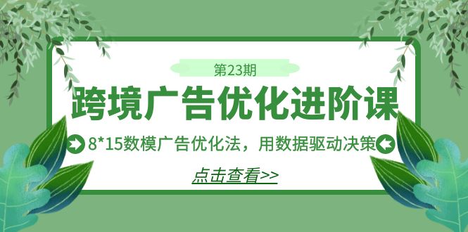 （7131期）跨境广告·优化进阶课·第23期，8*15数模广告优化法，用数据驱动决策-古龙岛网创