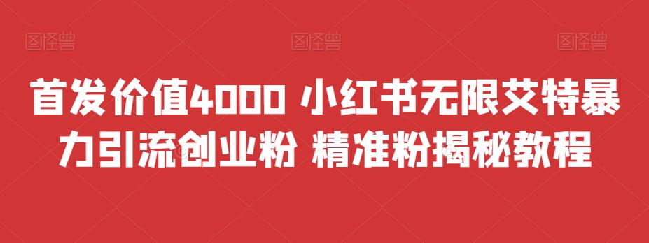 （6982期）首发价值4000 小红书无限艾特暴力引流创业粉 精准粉揭秘教程-古龙岛网创