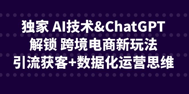 （6599期）独家 AI技术&ChatGPT解锁 跨境电商新玩法，引流获客+数据化运营思维-古龙岛网创