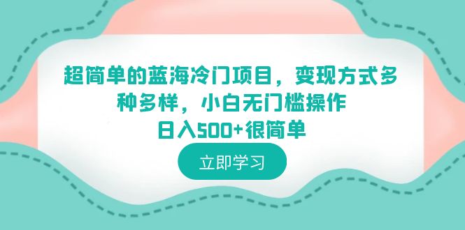 （6422期）超简单的蓝海冷门项目，变现方式多种多样，小白无门槛操作日入500+很简单-古龙岛网创