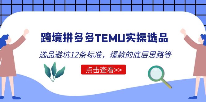 （5402期）跨境拼多多TEMU实操选品运营方法，选品避坑12条标准，爆款的底层思路等-古龙岛网创