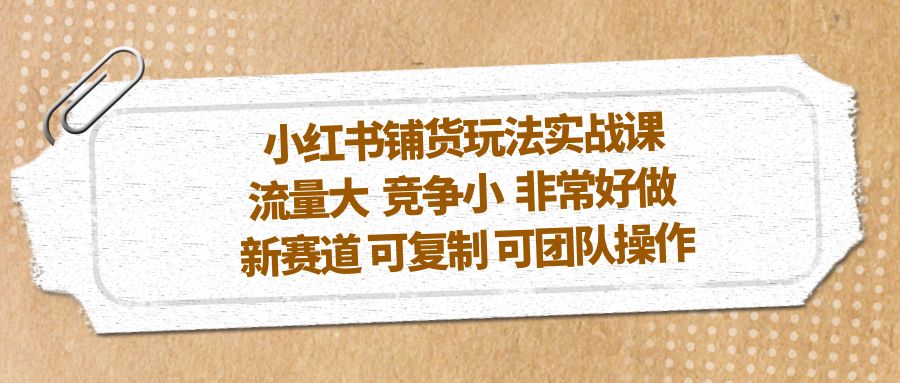 （5291期）小红书铺货玩法实战课，流量大 竞争小 非常好做 新赛道 可复制 可团队操作-古龙岛网创