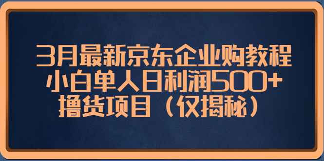 （5277期）3月最新京东企业购教程，小白单人日利润500+撸货项目（仅揭秘）-古龙岛网创