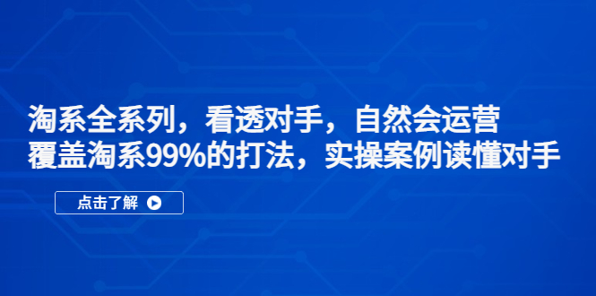 （5233期）淘系全系列，看透对手，自然会运营，覆盖淘系99%·打法，实操案例读懂对手-古龙岛网创