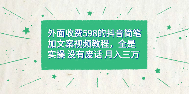 （7327期）外面收费598抖音简笔加文案教程，全是实操 没有废话 月入三万（教程+资料）-古龙岛网创