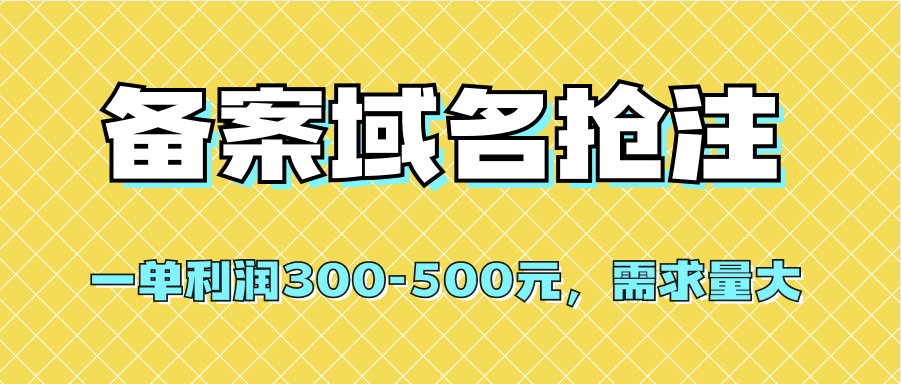 （7277期）【全网首发】备案域名抢注，一单利润300-500元，需求量大-古龙岛网创