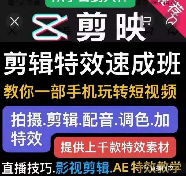 特效罗剪辑特效速成班：一部手机玩转短视频提供上千款特效素材【无水印】-古龙岛网创