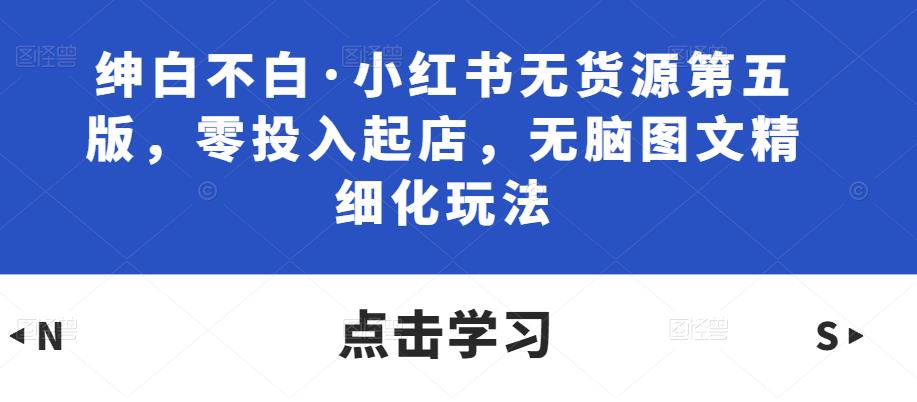 绅白不白·小红书无货源第五版，零投入起店，无脑图文精细化玩法-古龙岛网创