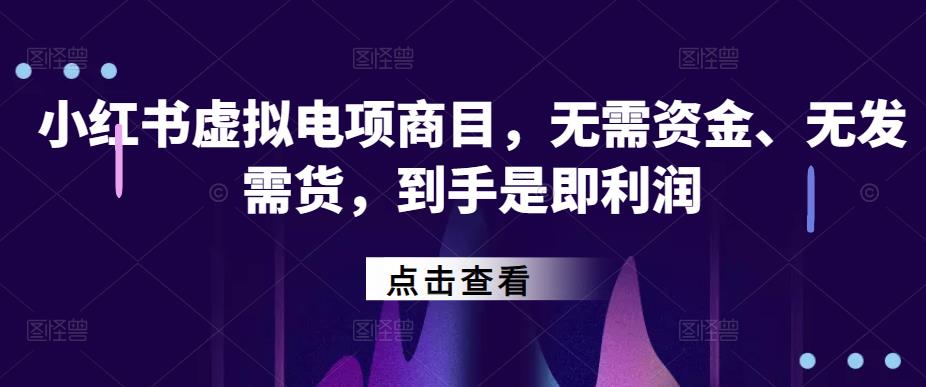 小红书‬虚拟电项商‬目，无需资金、无发需‬货，到手是即‬利润-古龙岛网创