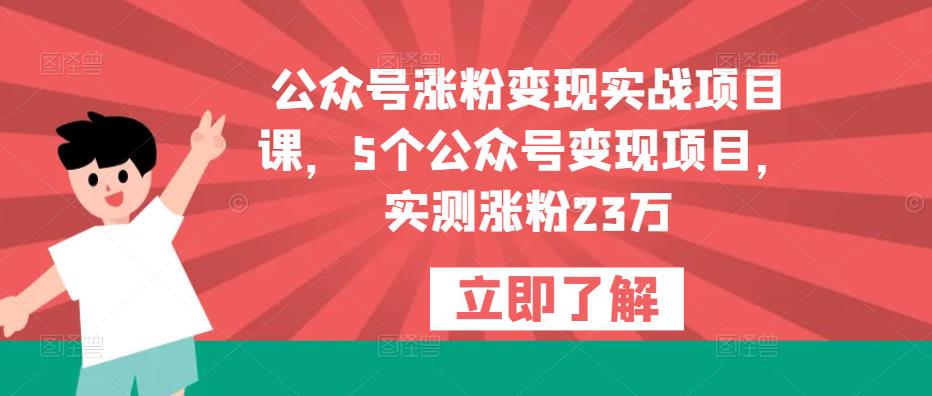 公众号涨粉变现实战项目课，5个公众号变现项目，实测涨粉23万-古龙岛网创