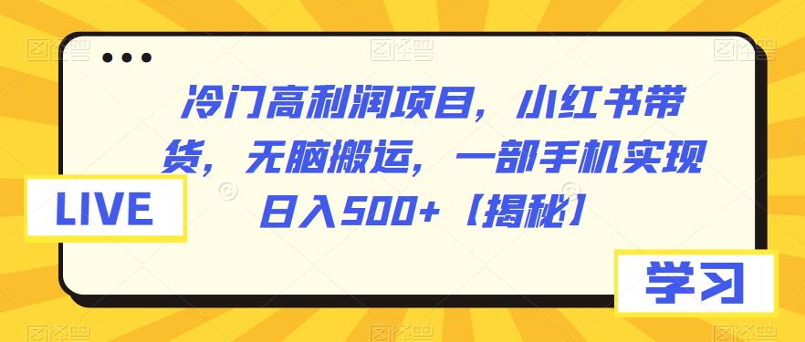 冷门高利润项目，小红书带货，无脑搬运，一部手机实现日入500+【揭秘】-古龙岛网创