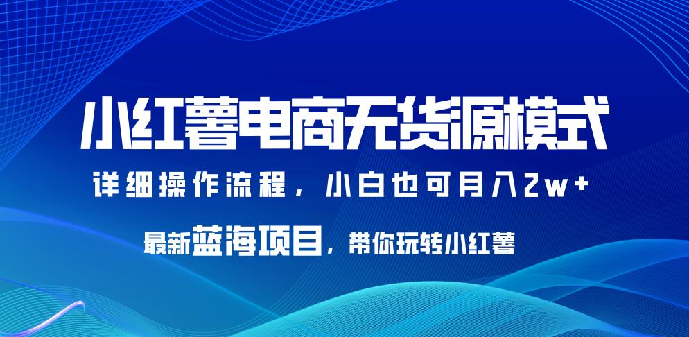 小红薯电商无货源模式，最新蓝海项目，带你玩转小红薯，小白也可月入2w+【揭秘】-古龙岛网创