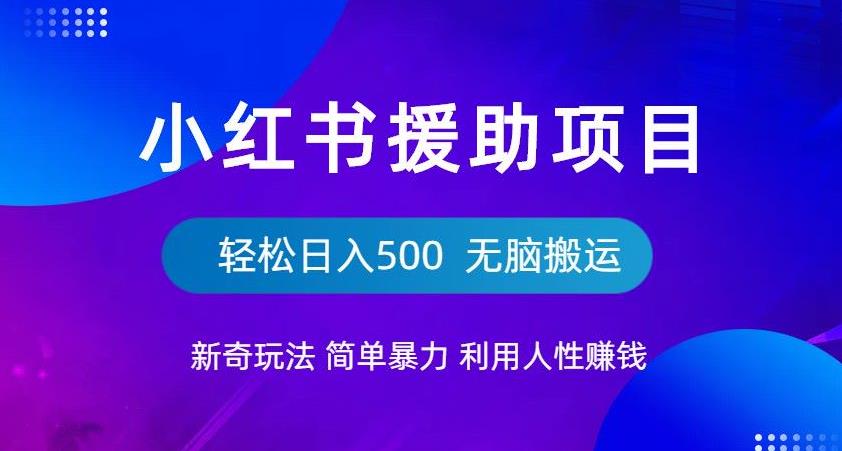 小红书援助项目新奇玩法，简单暴力，无脑搬运轻松日入500【揭秘】-古龙岛网创