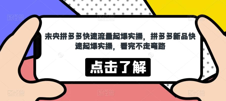 未央拼多多快速流量起爆实操，拼多多新品快速起爆实操，看完不走弯路-古龙岛网创