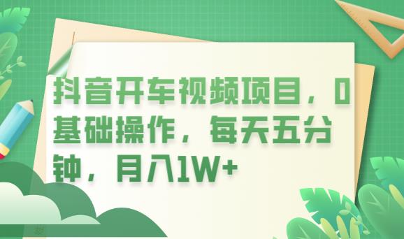 抖音开车视频项目，0基础操作，每天五分钟，月入1W+【揭秘】-古龙岛网创