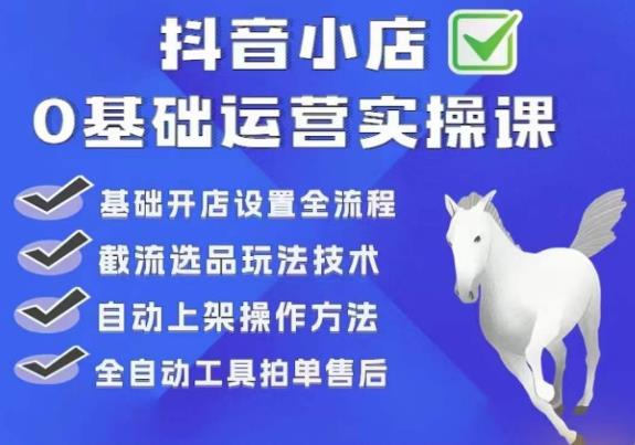 白马电商·0基础抖店运营实操课，基础开店设置全流程，截流选品玩法技术-古龙岛网创