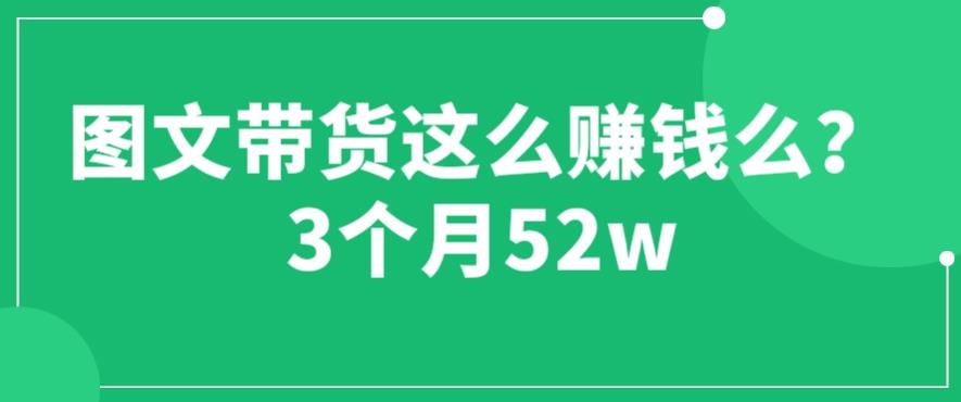 图文带货这么赚钱么? 3个月52W 图文带货运营加强课【揭秘】-古龙岛网创