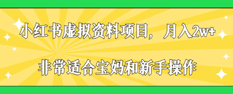 小红书虚拟资料项目，月入2w+，非常适合宝妈和新手操作【揭秘】-古龙岛网创