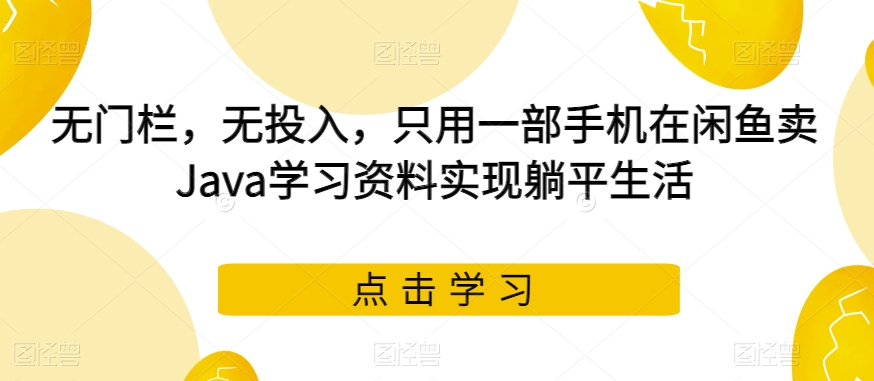 无门栏，无投入，只用一部手机在闲鱼卖Java学习资料实现躺平生活【揭秘】-古龙岛网创