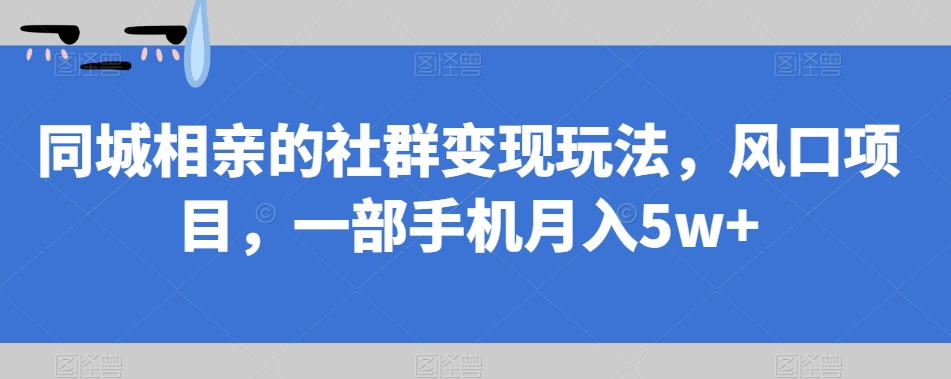 同城相亲的社群变现玩法，风口项目，一部手机月入5w+【揭秘】-古龙岛网创