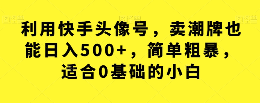 利用快手头像号，卖潮牌也能日入500+，简单粗暴，适合0基础的小白【揭秘】-古龙岛网创