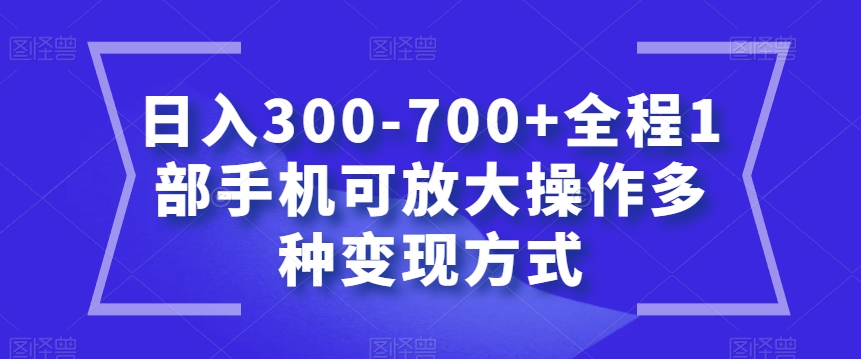 日入300-700+全程1部手机可放大操作多种变现方式【揭秘】-古龙岛网创