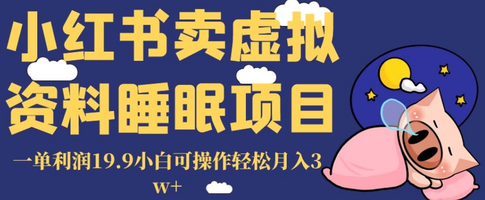 小红书卖虚拟资料睡眠项目，一单利润19.9小白可操作轻松月入3w+【揭秘】-古龙岛网创