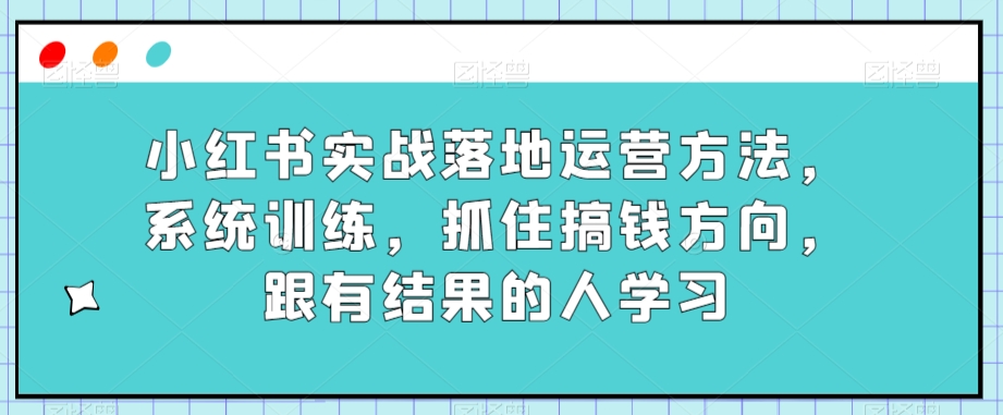 小红书实战落地运营方法，系统训练，抓住搞钱方向，跟有结果的人学习-古龙岛网创