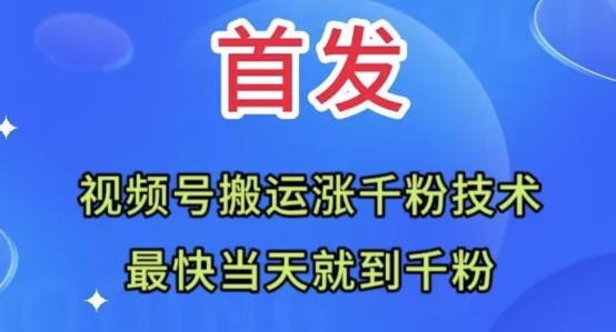 全网首发：视频号无脑搬运涨千粉技术，最快当天到千粉【揭秘】-古龙岛网创