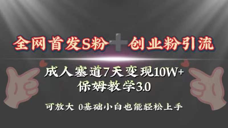 （8337期）全网首发s粉加创业粉引流变现，成人用品赛道7天变现10w+保姆教学3.0-古龙岛网创