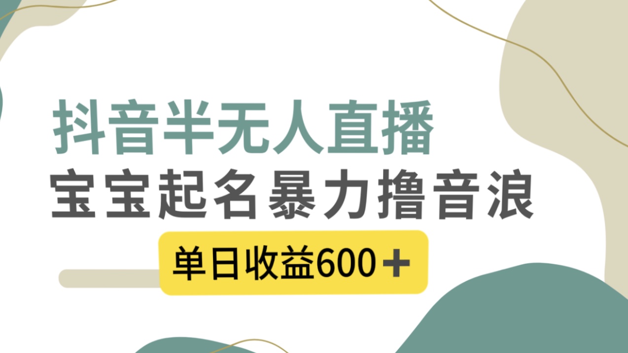 （8192期）抖音半无人直播，宝宝起名，暴力撸音浪，单日收益600+-古龙岛网创