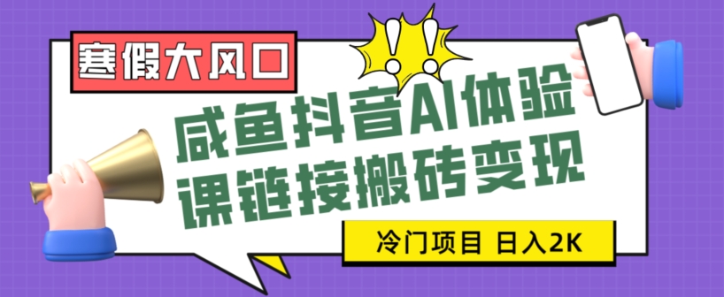 寒假大风口咸鱼抖音AI体验课链接搬砖变现，全网首发冷门项目，小白可日入2K+【揭秘】-古龙岛网创