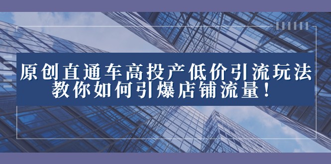 2023直通车高投产低价引流玩法，教你如何引爆店铺流量！-古龙岛网创