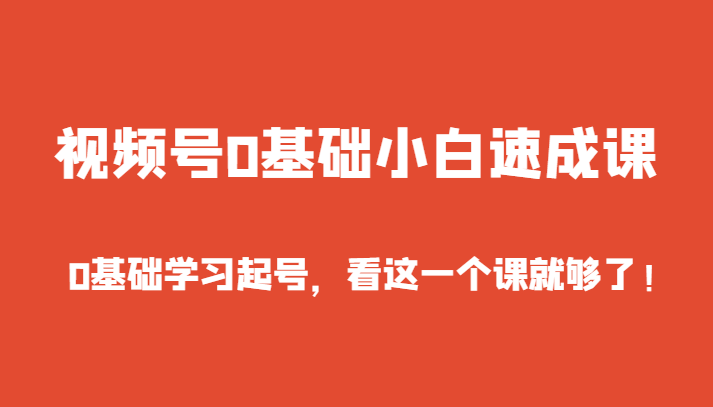 视频号0基础小白速成课，0基础学习起号，看这一个课就够了！-古龙岛网创