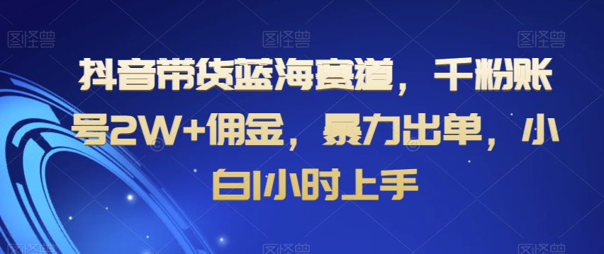 抖音带货蓝海赛道，千粉账号2W+佣金，暴力出单，小白1小时上手【揭秘】-古龙岛网创