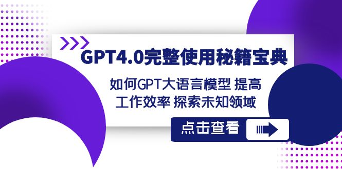 （8481期）GPT4.0完整使用-秘籍宝典：如何GPT大语言模型 提高工作效率 探索未知领域-古龙岛网创