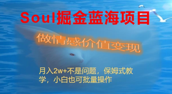 （8531期）Soul掘金蓝海项目细分赛道，做情感价值变现，月入2w+不是问题-古龙岛网创