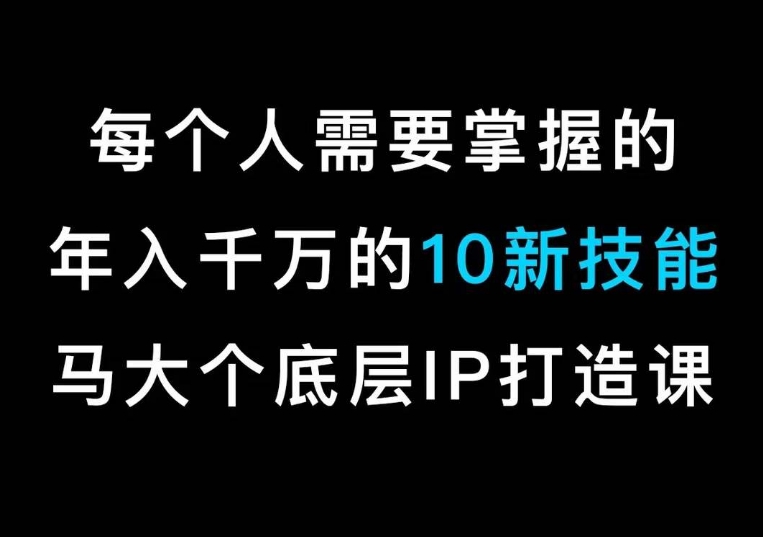 马大个的IP底层逻辑课，​每个人需要掌握的年入千万的10新技能，约会底层IP打造方法！-古龙岛网创