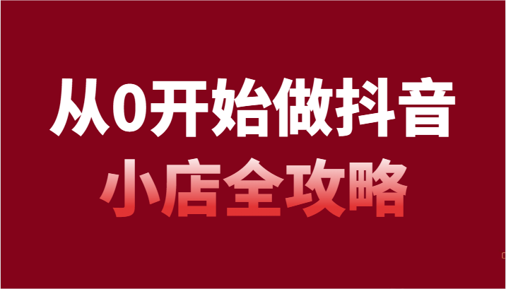 从0开始做抖音小店全攻略，抖音开店全步骤详细解说（54节课）-古龙岛网创