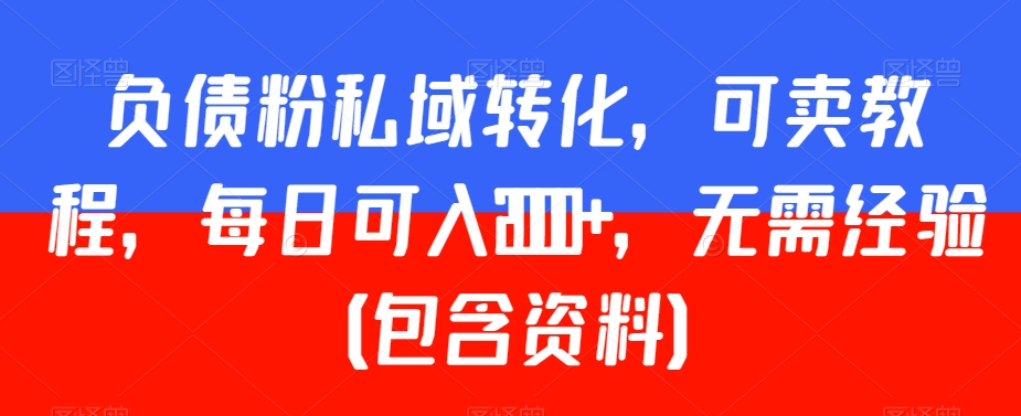 负债粉私域转化，可卖教程，每日可入2000+，无需经验（包含资料）【揭秘】-古龙岛网创