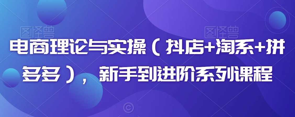 电商理论与实操（抖店+淘系+拼多多），新手到进阶系列课程-古龙岛网创