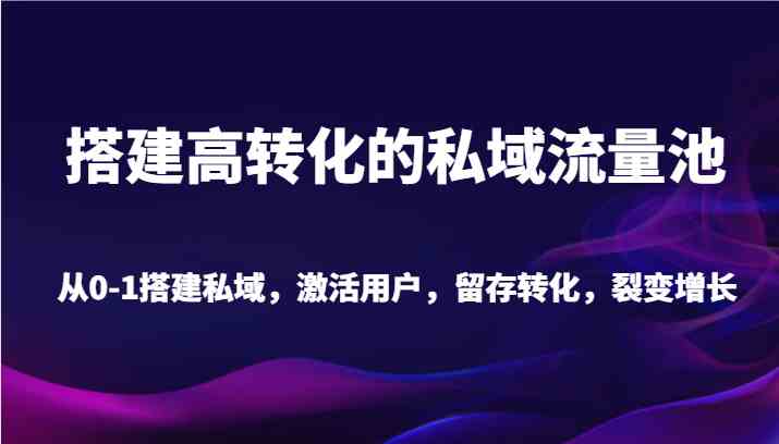 搭建高转化的私域流量池 从0-1搭建私域，激活用户，留存转化，裂变增长（20节课）-古龙岛网创