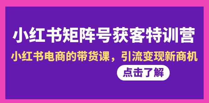 （8909期）小红书-矩阵号获客特训营-第10期，小红书电商的带货课，引流变现新商机-古龙岛网创