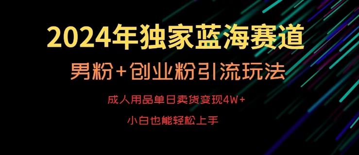 2024年独家蓝海赛道，成人用品单日卖货变现4W+，男粉+创业粉引流玩法，不愁搞不到流量【揭秘】-古龙岛网创