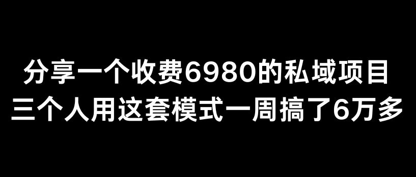 分享一个外面卖6980的私域项目三个人用这套模式一周搞了6万多【揭秘】-古龙岛网创