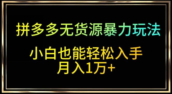 拼多多无货源暴力玩法，全程干货，小白也能轻松入手，月入1万+【揭秘】-古龙岛网创