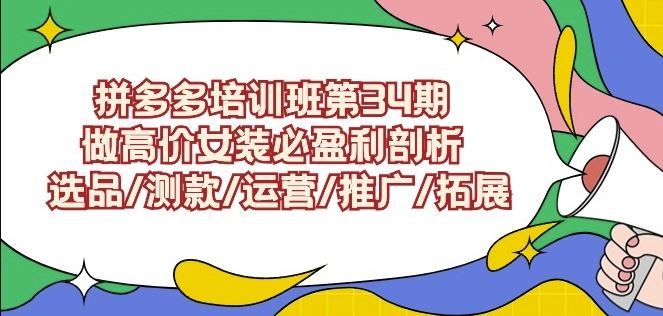 拼多多培训班第34期：做高价女装必盈利剖析选品/测款/运营/推广/拓展-古龙岛网创