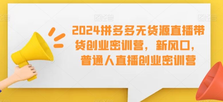 2024拼多多无货源直播带货创业密训营，新风口，普通人直播创业密训营-古龙岛网创