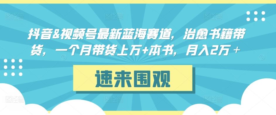 抖音&视频号最新蓝海赛道，治愈书籍带货，一个月带货上万+本书，月入2万＋【揭秘】-古龙岛网创